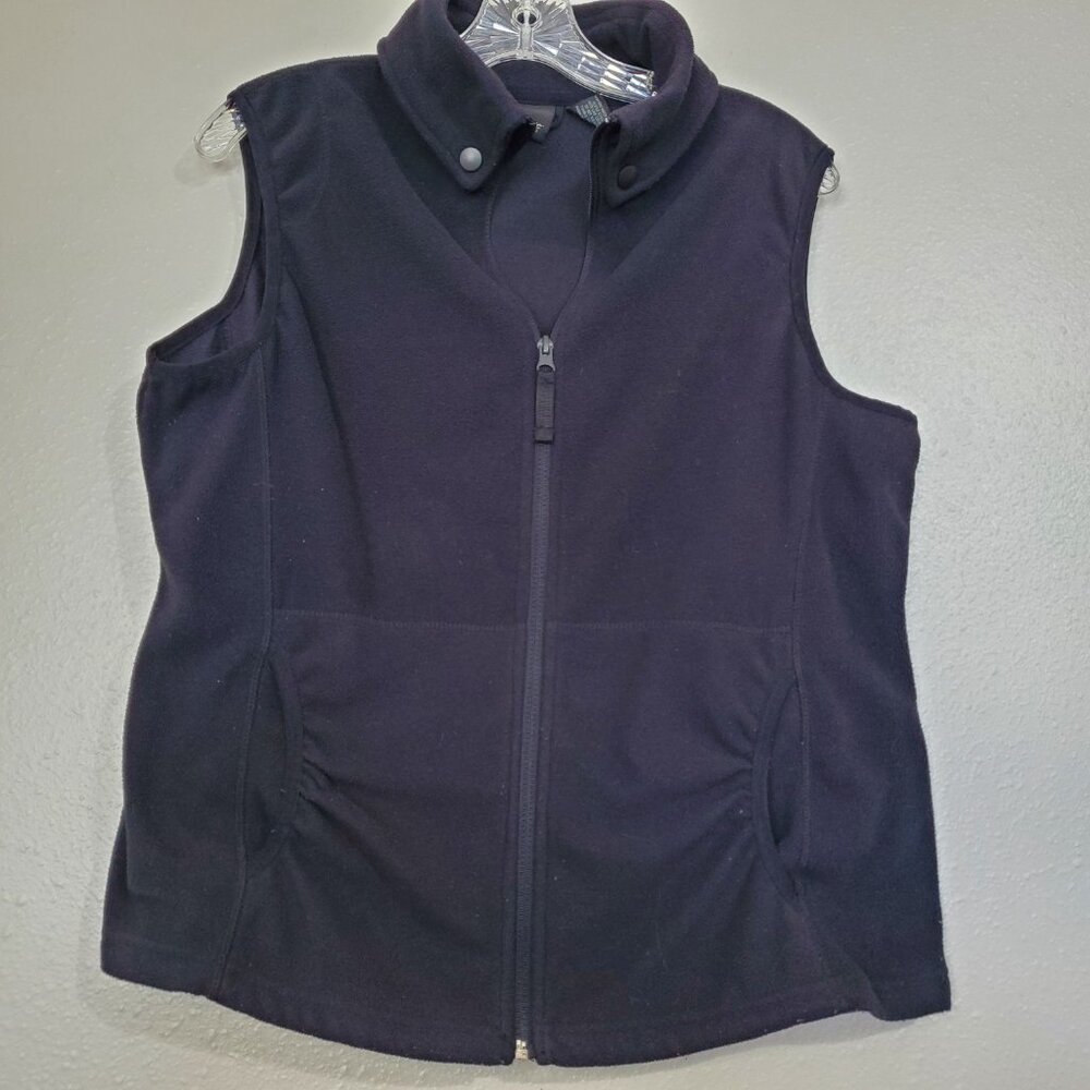 Hi-Tec Black Fleece Vest Snaps On Collar Women's Large